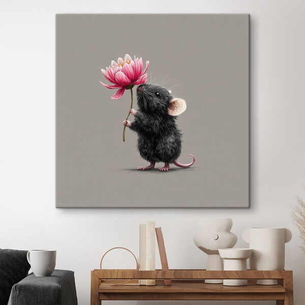 Souris tenant une fleur Tableaux Souris tenant une fleur