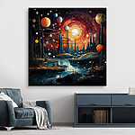 Tableaux Paysage avec arbres et planètes