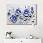 Tableaux Fleurs en papier bleu et blanc