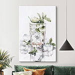 Tableaux Verre avec de la glace et du citron vert sur le dessus