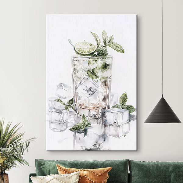 Verre avec de la glace et du citron vert sur le dessus Tableaux Verre avec de la glace et du citron vert sur le dessus