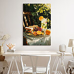 Tableaux Assiette de sandwichs et de fruits sur une table