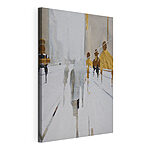 Tableaux Des personnages abstraits marchent dans la brume urbaine