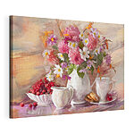 Tableaux Les fleurs, le thé et les baies enchantent