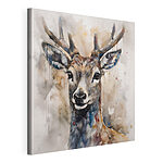 Tableaux Portrait de cerf à l'aquarelle avec ses bois