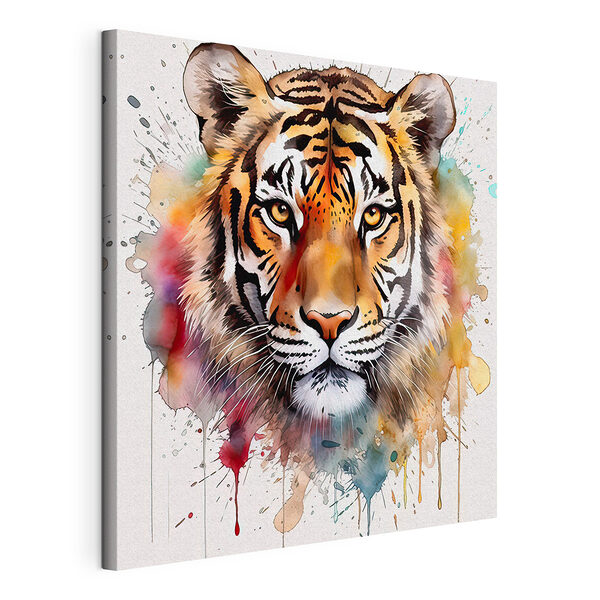 Tigre avec des éclaboussures colorées Tableaux Tigre avec des éclaboussures colorées