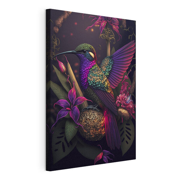 Tableaux Tableaux Colibri vibrant parmi des fleurs exotiques (UGS : s33703)
