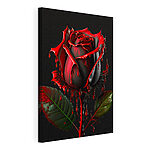 Tableaux Rose rouge aux pétales sombres et ruisselants