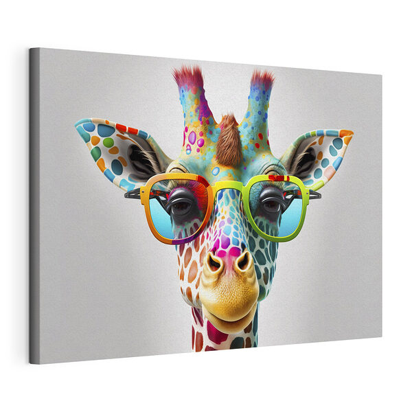 Girafe colorée portant des lunettes de soleil funky Tableaux Girafe colorée portant des lunettes de soleil funky