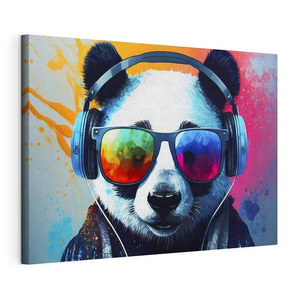 Tableaux Panda portant des écouteurs et des lunettes de soleil