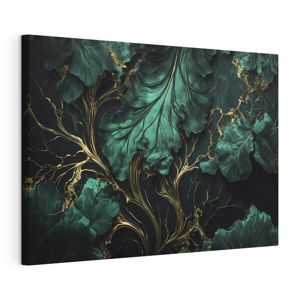 Feuilles de couleur sarcelle avec des veines métalliques Tableaux Feuilles de couleur sarcelle avec des veines métalliques
