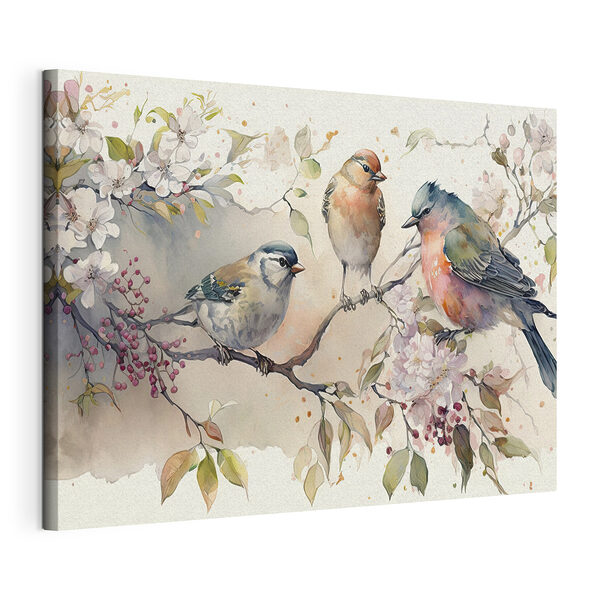 Tableaux Groupe d'oiseaux sur une branche