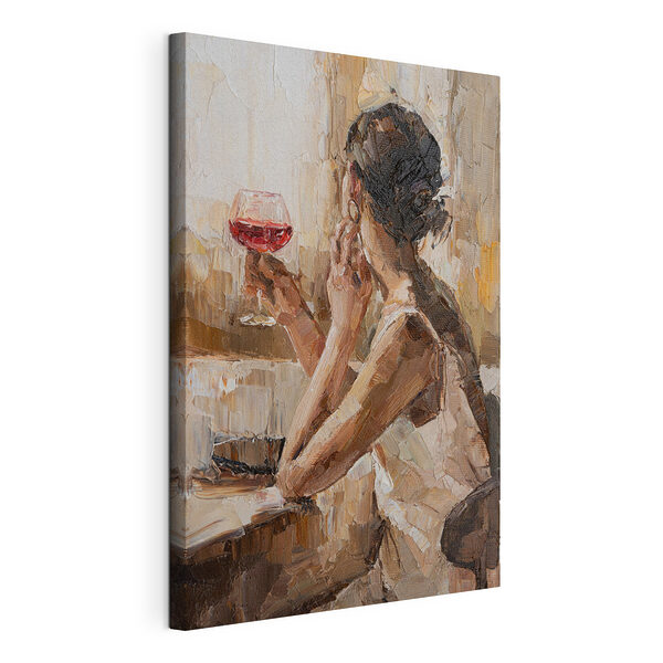 Tableaux Peinture d'une femme tenant un verre de vin