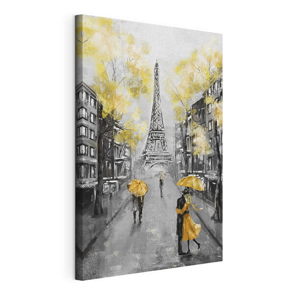 Tableaux Les rues de Paris sous les parapluies jaunes