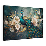 Tableaux Paon majestueux au milieu d'élégantes fleurs