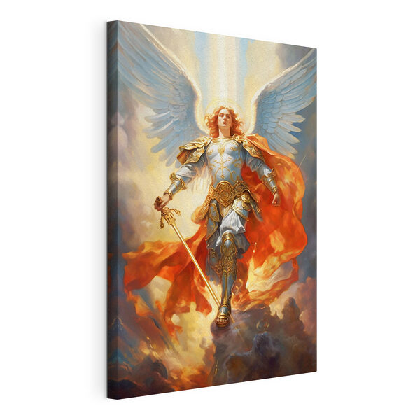 Peinture d'une personne en armure avec des ailes et une épée Tableaux Peinture d'une personne en armure avec des ailes et une épée