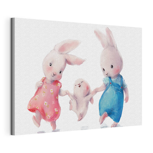 Tableaux Tableaux Des lapins qui dansent avec des sourires joyeux (UGS : s34997)