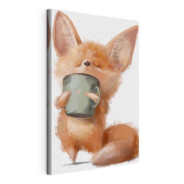 Renard fennec appréciant une boisson chaude Tableaux Renard fennec appréciant une boisson chaude