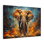 Tableaux Un éléphant avec des défenses et de la terre