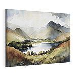 Tableaux Aquarelle d'un lac entouré de montagnes
