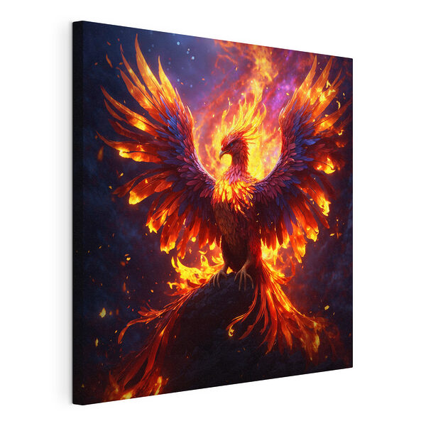 Oiseau aux ailes déployées et flammes en arrière-plan Tableaux Oiseau aux ailes déployées et flammes en arrière-plan