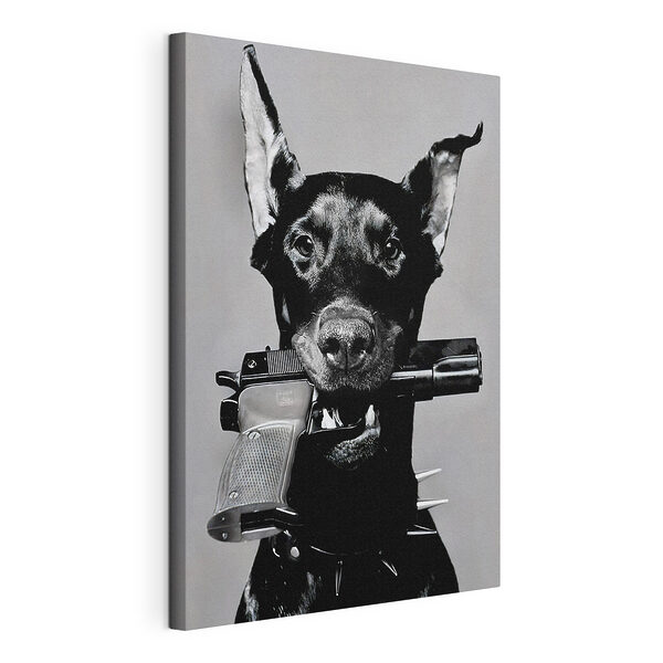 Chien tenant un fusil Tableaux Chien tenant un fusil