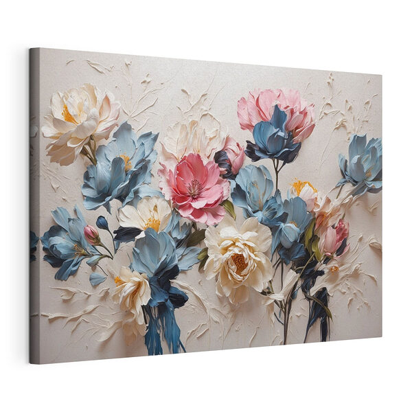 Tableaux Fleurs pastel sur toile texturée