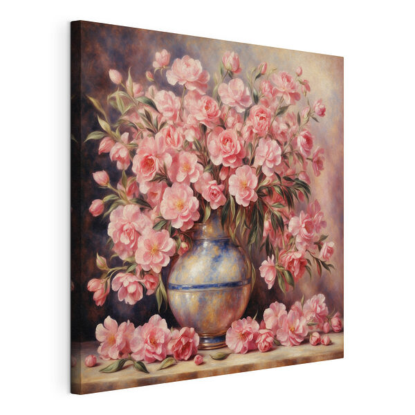 Fleurs roses dans un vase en céramique Tableaux Fleurs roses dans un vase en céramique