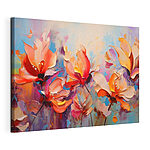 Tableaux Peinture de fleurs sur fond bleu