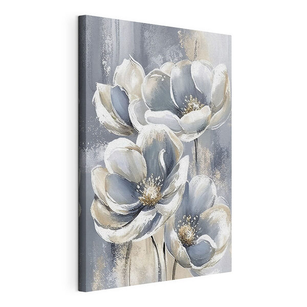 Peinture de fleurs sur fond gris Tableaux Peinture de fleurs sur fond gris
