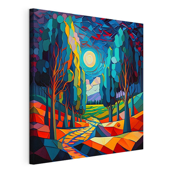 Tableaux Paysage coloré avec des arbres et un chemin