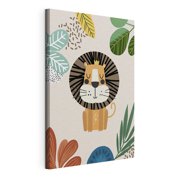 Tableaux Lion de dessin animé avec une couronne