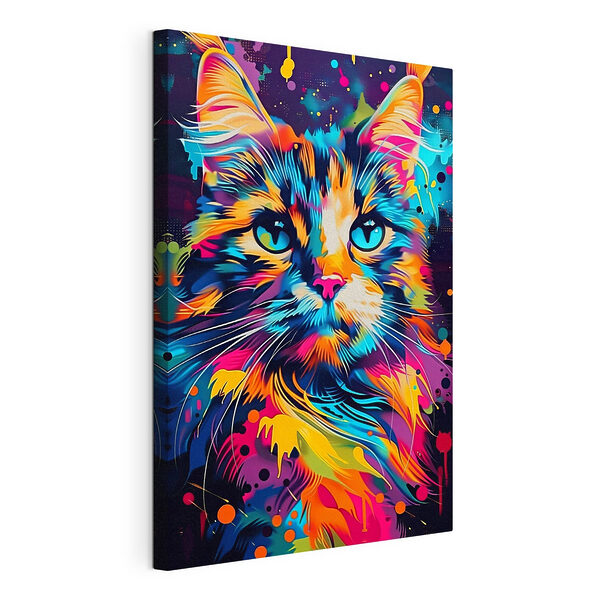 Chat coloré aux yeux bleus Tableaux Chat coloré aux yeux bleus
