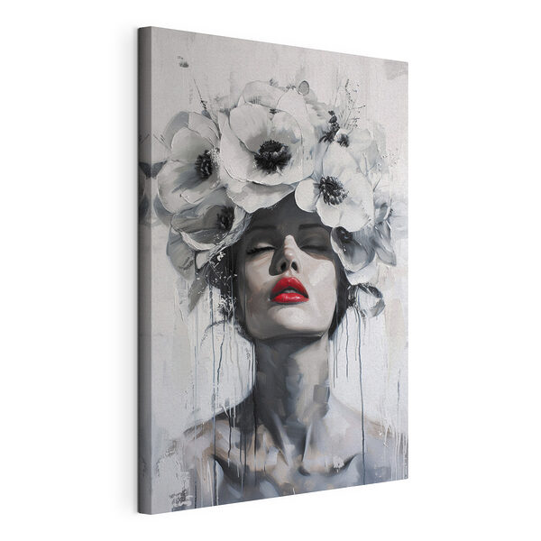 Peinture d'une femme avec des fleurs sur la tête Tableaux Peinture d'une femme avec des fleurs sur la tête