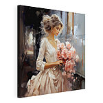Tableaux Femme tenant des fleurs dans un train