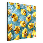 Tableaux Groupe de canards en caoutchouc jaunes dans une piscine