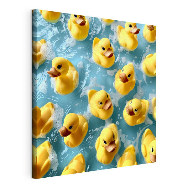 Tableaux Groupe de canards en caoutchouc jaunes dans une piscine