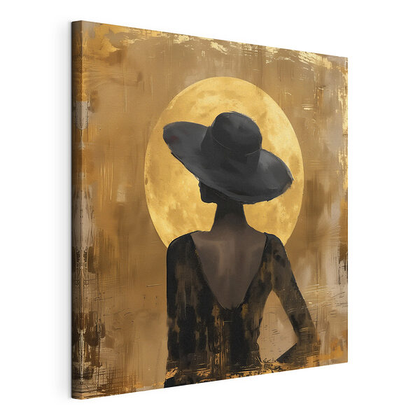 Tableaux Femme en robe noire et chapeau