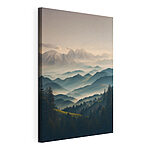 Tableaux Chaîne de montagnes avec arbres et brouillard