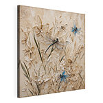 Tableaux Libellules et fleurs sur un mur
