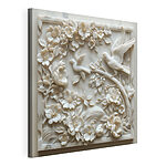 Tableaux Sculpture blanche d'oiseaux et de fleurs