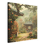 Tableaux Jardin avec gazebo et arbres