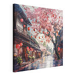 Tableaux Rue avec lanternes roses et arbres
