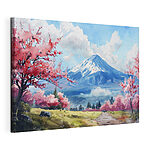 Tableaux Montagne avec des fleurs roses