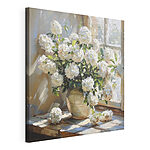 Tableaux Vase de fleurs blanches devant une fenêtre
