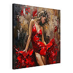 Tableaux Peinture d'une femme en robe rouge