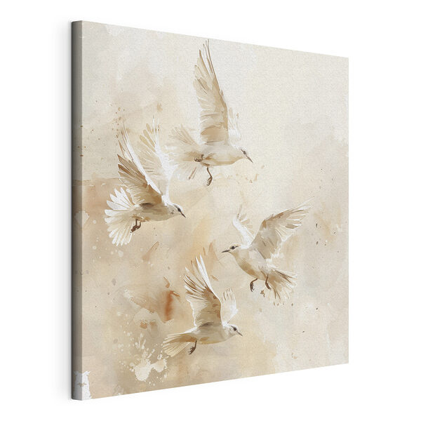 Groupe d'oiseaux blancs en vol Tableaux Groupe d'oiseaux blancs en vol