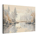 Tableaux Lac avec arbres et oiseaux
