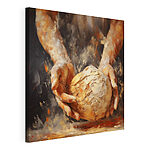Tableaux Peinture de mains tenant une boule de pain