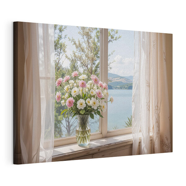 Vase de fleurs devant une fenêtre Tableaux Vase de fleurs devant une fenêtre